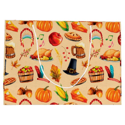 秋秋の感謝祭ターキーディナー ラージペーパーバッグ (裏面)
