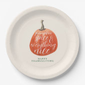 秋秋の感謝祭パーティー水カラーパンプキン ペーパープレート (正面)