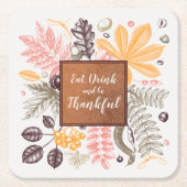 秋秋の感謝祭 スクエアペーパーコースター (正面)