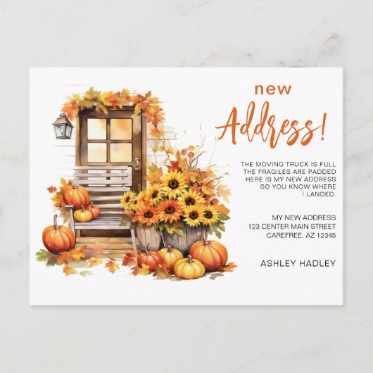 秋秋の新しい住所の移動 案内ポストカード (正面)