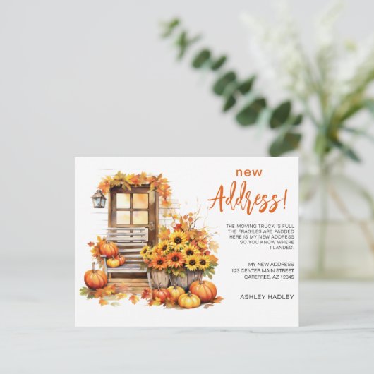 秋秋の新しい住所の移動 案内ポストカード (スタンド正面)