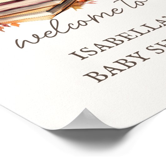 秋秋の本をテーマにした赤ちゃんシャワー歓迎サイン ポスター (角)