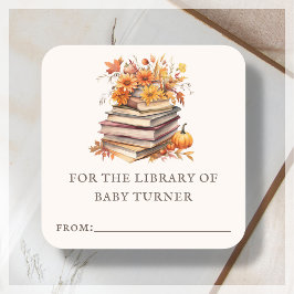 秋秋の本 | ベビーシャワー蔵書票シール スクエアシール