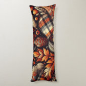 秋秋の格子模様離れオレンジ色の黒 ボディピロー (裏面 (縦))