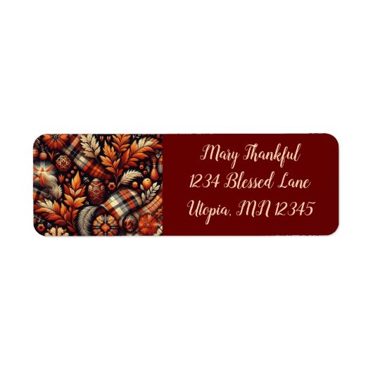 秋秋の格子模様離れオレンジ色の黒 ラベル (正面)