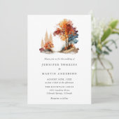 秋秋の森の山の水の色結婚 招待状 (スタンド正面)