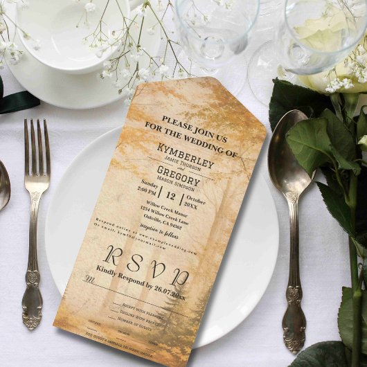 秋秋の森の木の自然EメールWebサイト オールインワン招待状