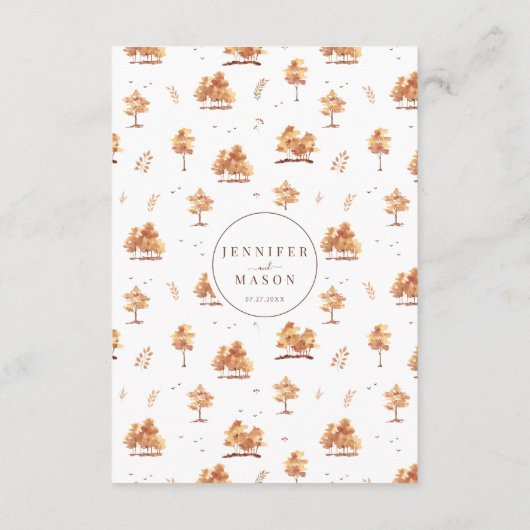 秋秋の森の木葉のメ結婚ニュー・カード エンクロージャーカード (裏面)