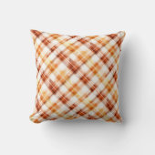 秋秋の水の色オレンジの格子模様 クッション (正面)