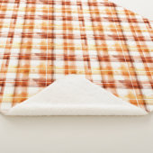 秋秋の水の色オレンジの格子模様 シェルパブランケット (3/4)