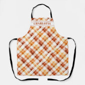 秋秋の水の色オレンジプレイドパーソナライズされた エプロン (正面)