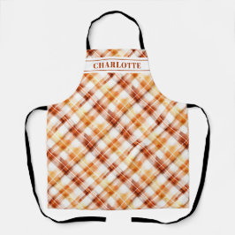 秋秋の水の色オレンジプレイドパーソナライズされた エプロン