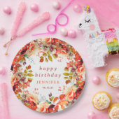 秋秋の水の色フローラ任意の年齢誕生日 ペーパープレート (パーティー)
