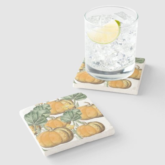 秋秋の水の色ヴィンテージカボチャ ストーンコースター (横)