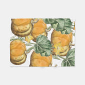 秋秋の水の色ヴィンテージカボチャ フリースブランケット (正面(横))