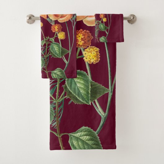 秋秋の水カラーオレンジフローラブルゴーニュ バスタオルセット (インサイチュ)