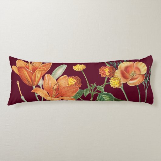 秋秋の水カラーオレンジフローラブルゴーニュ ボディピロー (正面)