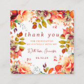 秋秋の水彩フローラ誕生日ありがとう エンクロージャーカード (正面)