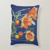 秋秋の水色オレンジ色フローラブルー アクセントクッション (裏面(縦))