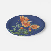 秋秋の水色オレンジ色フローラブルー ペーパープレート (アングル)