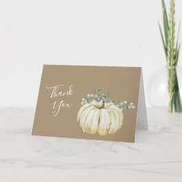 秋秋の白カボチャの緑の写真 サンキューカード