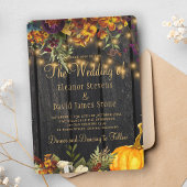 秋秋の素朴な納屋の木のフローラ 招待状