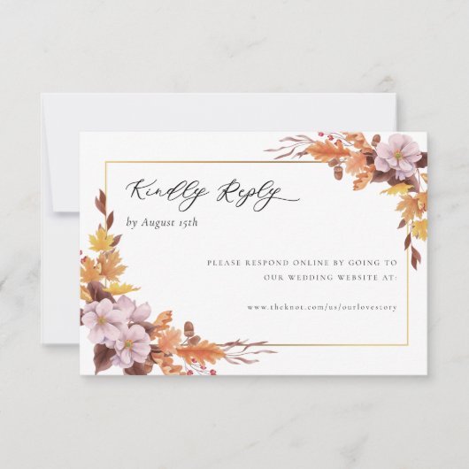 秋秋の結婚フローラ親切にオンラインで返信 出欠カード (正面)