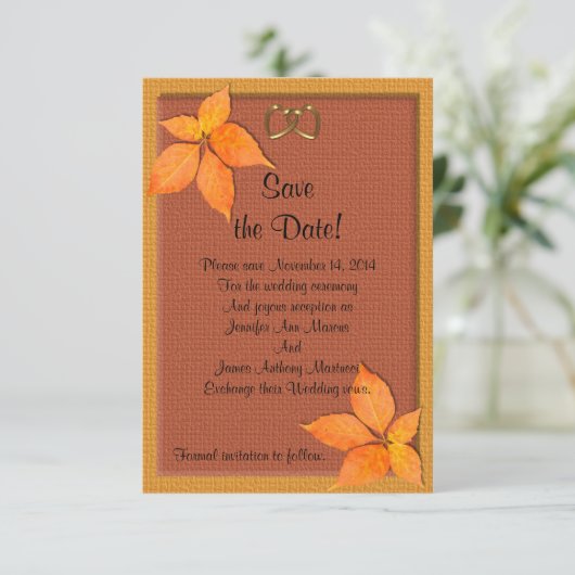 秋秋の結婚式の日付カードを保存 セーブザデート (スタンド正面)