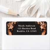 秋秋の結婚式オレンジフローラ花エレガント ラベル (インサイチュ)