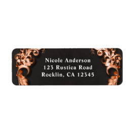 秋秋の結婚式オレンジフローラ花エレガント ラベル