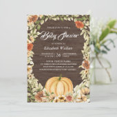 秋秋の自然フローラカボチャ木ベビーシャワー 招待状 (スタンド正面)