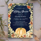 秋秋の自然フローラカボチャ海軍ベビーシャワー 招待状
