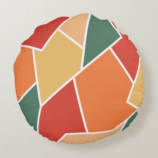 秋秋の色ジオメトリックシェイプホームデコール ラウンドクッション (裏面)