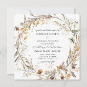 秋秋の花エレガントバーガンディバラ結婚ズ 招待状 (正面)