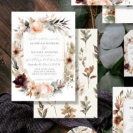 秋秋の花エレガントバーガンディバラ結婚ズ 招待状