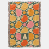 秋秋の花&パンプキンズボホグリーンプレイド スローブランケット (正面縦)