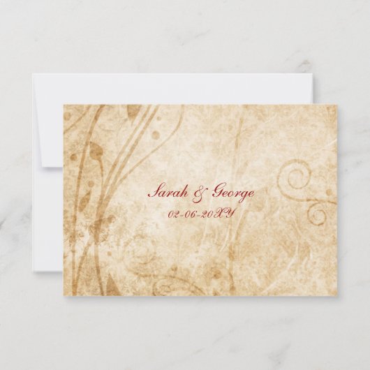 秋秋の茶色の結婚式rsvpカード 出欠カード (裏面)