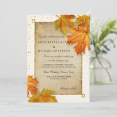 秋秋の落ち葉葉のエレガントウェディング 招待状 (スタンド正面)