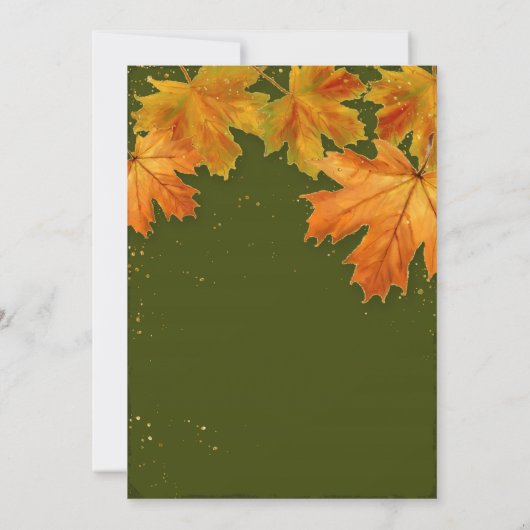 秋秋の落ち葉葉のエレガントウェディング 招待状 (裏面)