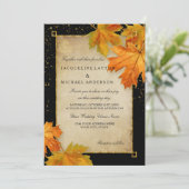 秋秋の落ち葉葉のエレガントウェディング 招待状 (スタンド正面)