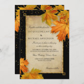 秋秋の落ち葉葉のエレガントウェディング 招待状 (正面/裏面)
