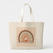 秋秋の虹パーソナライズされた ラージトートバッグ (裏面)