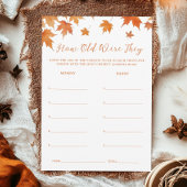 秋秋の赤ちゃんシャワー年齢のゲームカードを推測 招待状