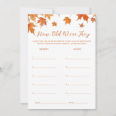 秋秋の赤ちゃんシャワー年齢のゲームカードを推測 招待状 (正面)