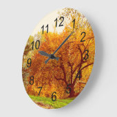 秋秋の風景セントラルパークの写真 ラージ壁時計 (傾斜)