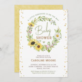 秋秋ひまわりサンシャインイエローベビーシャワー 招待状 (正面/裏面)