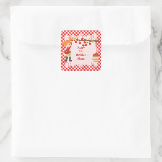 秋秋りんご摘み赤毛誕生日 スクエアシール (バッグ)