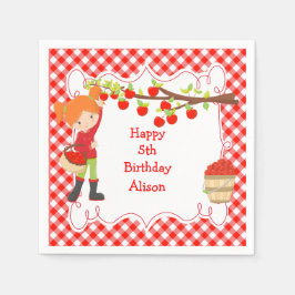 秋秋りんご摘み赤毛誕生日 スタンダードカクテルナプキン