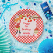 秋秋りんご摘み赤毛誕生日 ペーパープレート (パーティー)