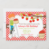 秋秋りんご摘み赤毛誕生日 招待状 (正面)